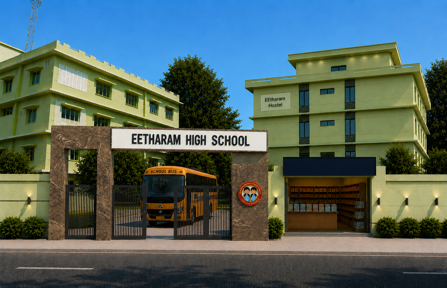 Eetharam High School main gate and campus