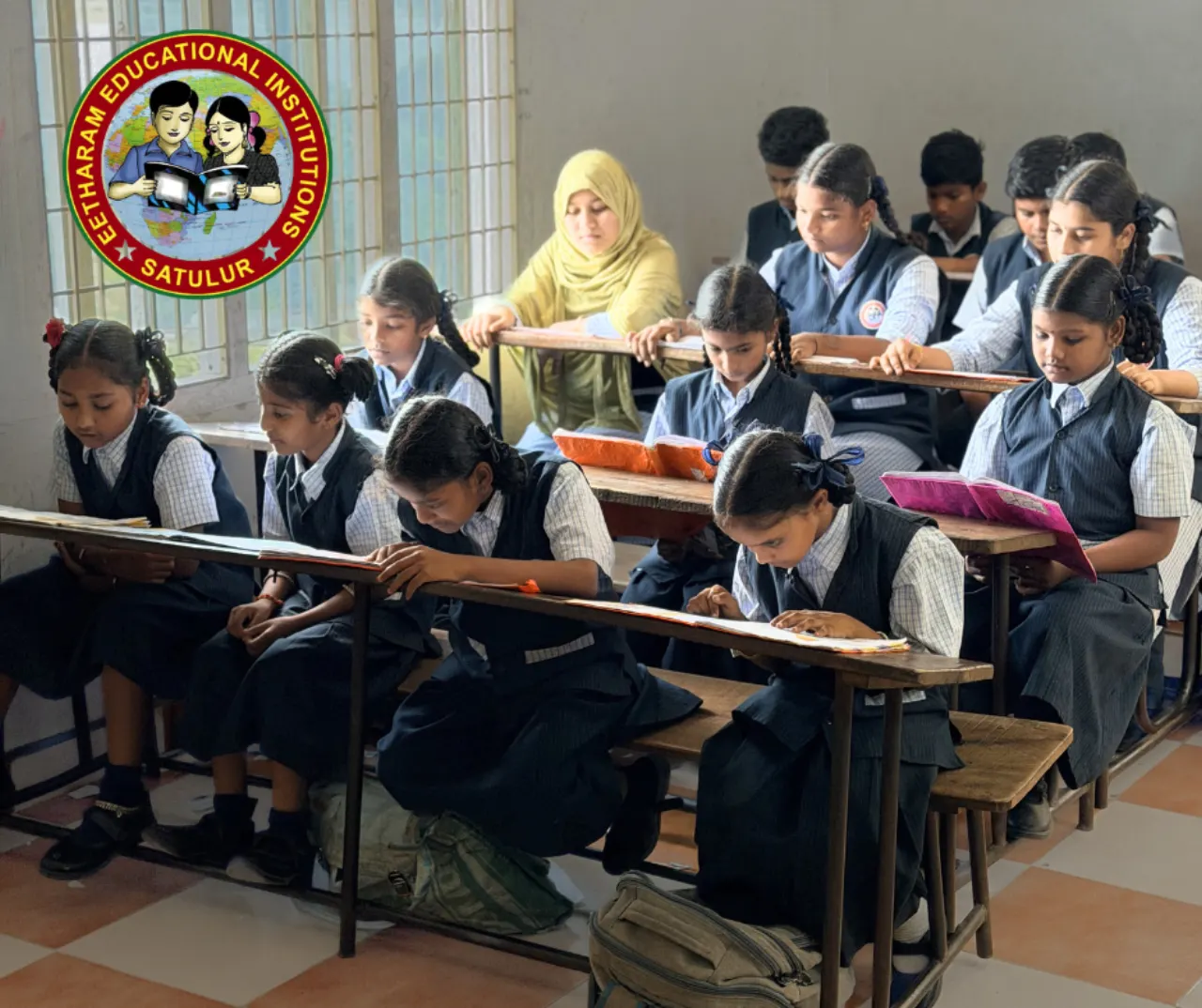 Students working in the science lab